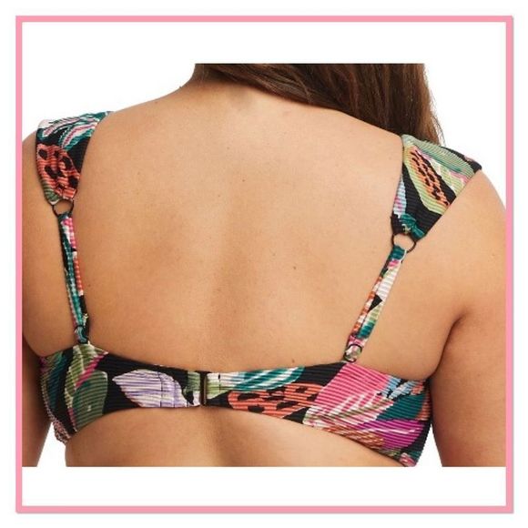 Time & Tru Size 3X Wide Strap V Wire Floral Bikini Top - Picture 8 of 13